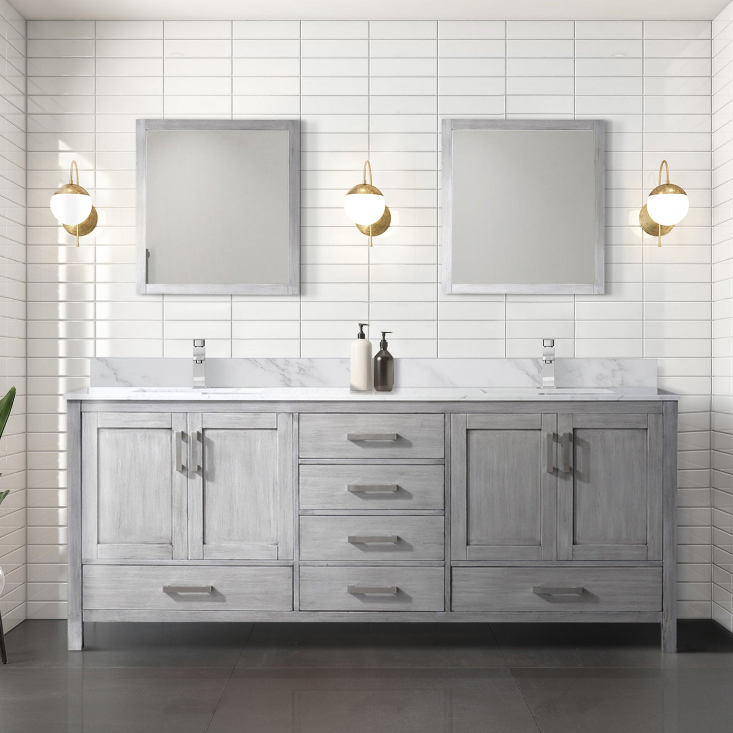 Jacques 84 in. W x 22 in. D Distressed Grey Double Bath Vanity