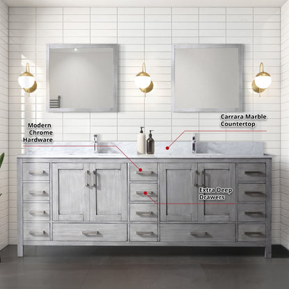 Jacques 84 in. W x 22 in. D Distressed Grey Double Bath Vanity
