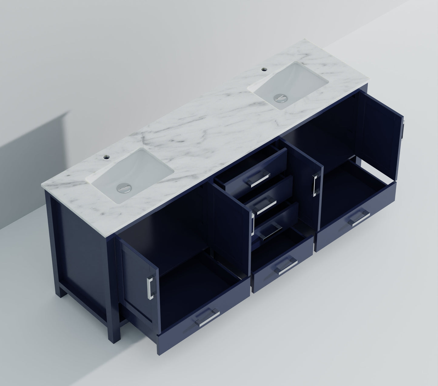 Jacques 84 in. W x 22 in. D Navy Blue Double Bath Vanity
