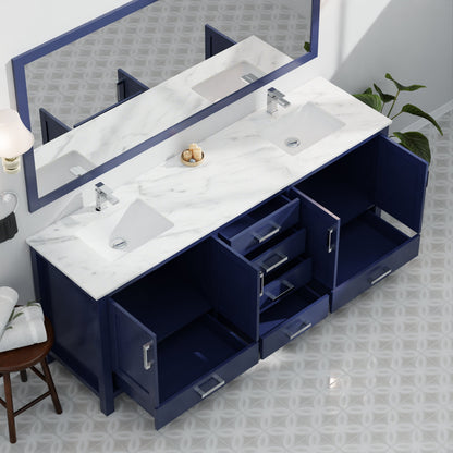 Jacques 84 in. W x 22 in. D Navy Blue Double Bath Vanity