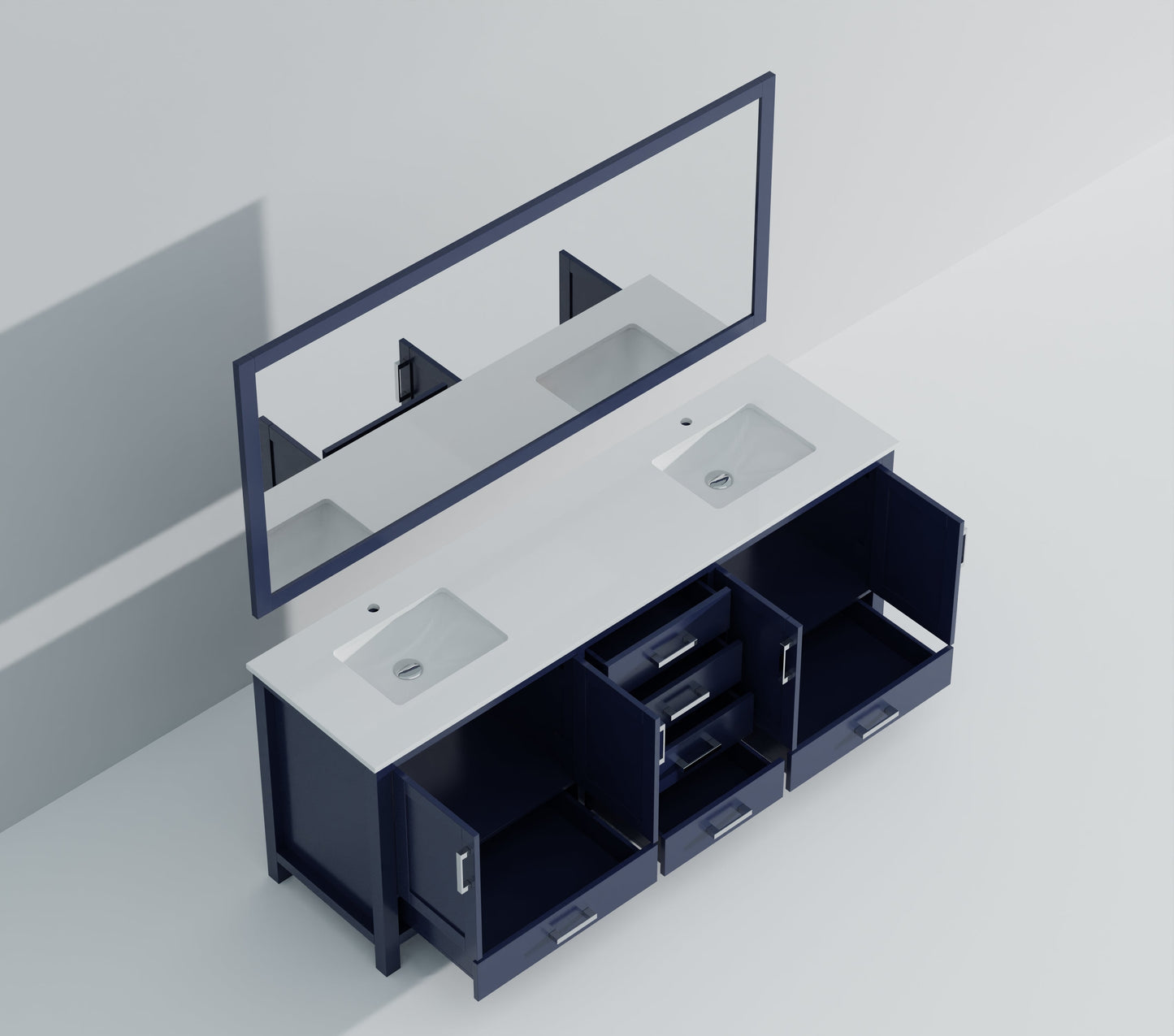Jacques 84 in. W x 22 in. D Navy Blue Double Bath Vanity
