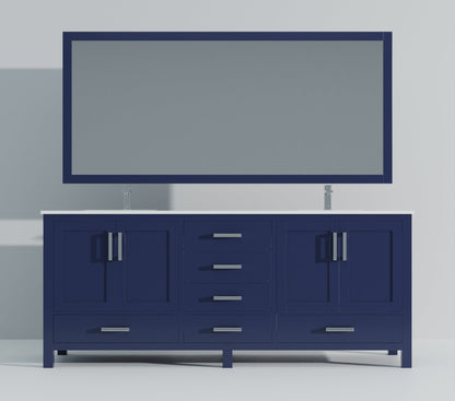 Jacques 84 in. W x 22 in. D Navy Blue Double Bath Vanity