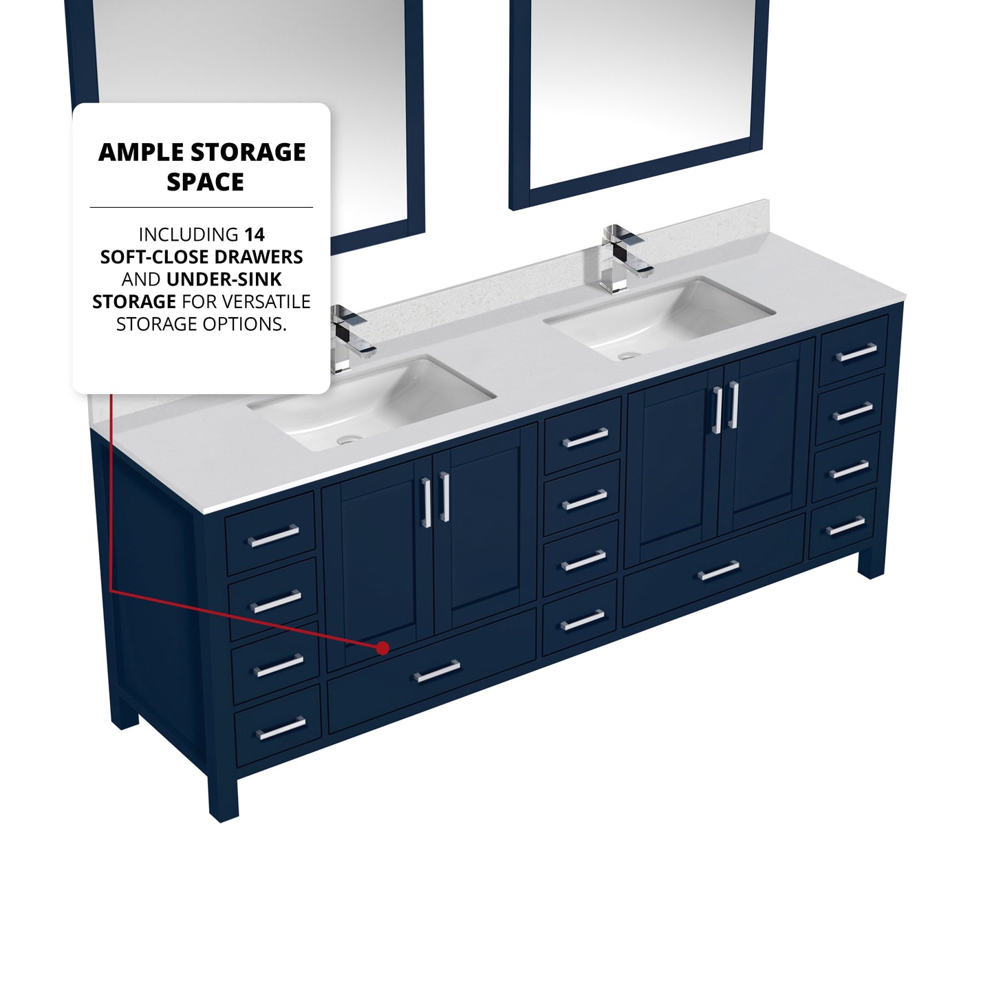 Jacques 84 in. W x 22 in. D Navy Blue Double Bath Vanity