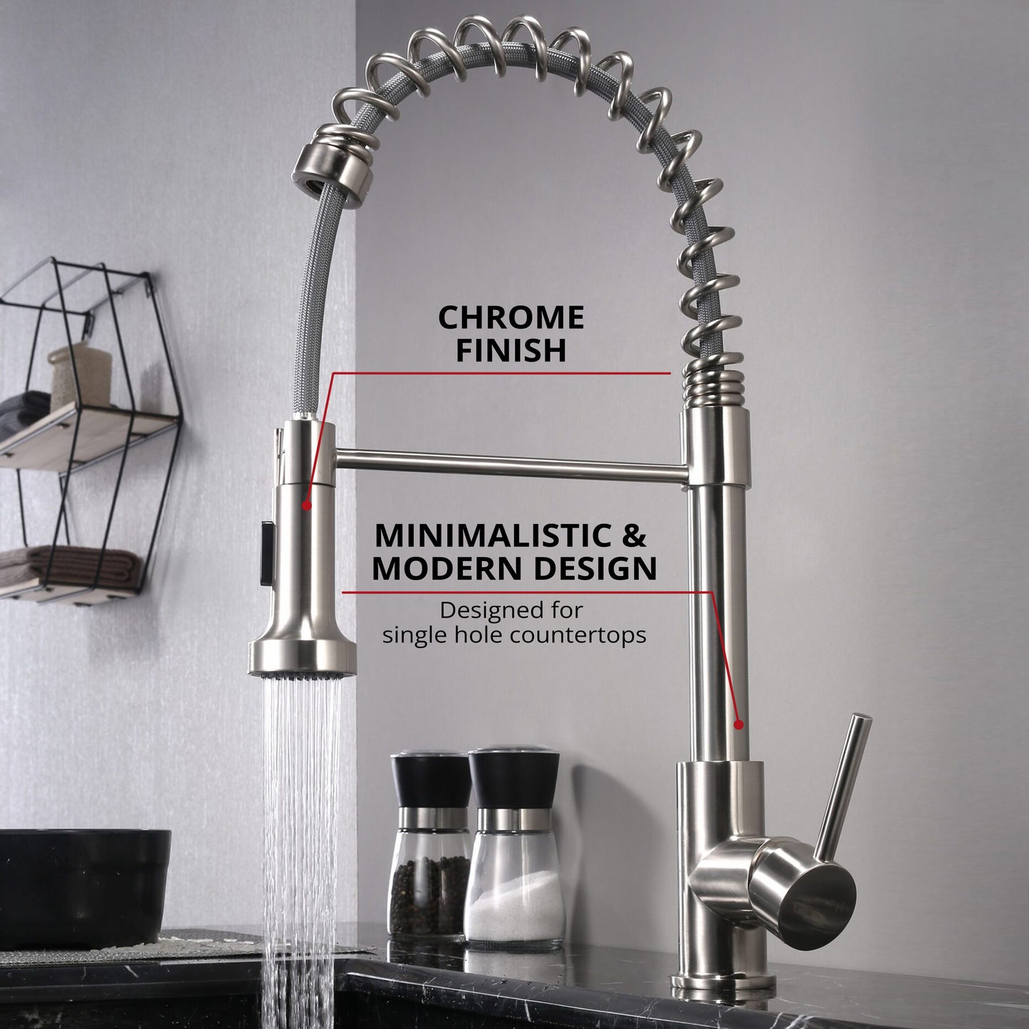 Lanuvio Brass Single-Handle Pull-Down Spray Kitchen Faucet