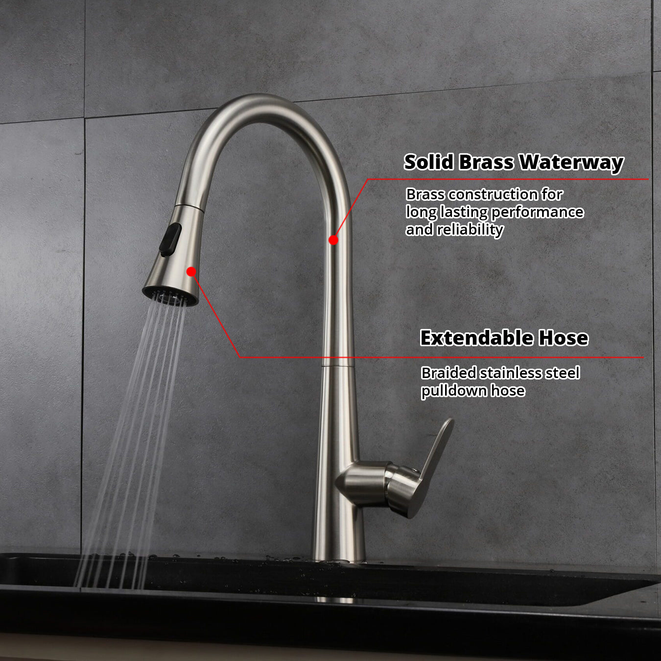 Furio Brass Single-Handle Pull-Down Spray Kitchen Faucet