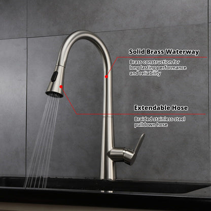 Furio Brass Single-Handle Pull-Down Spray Kitchen Faucet