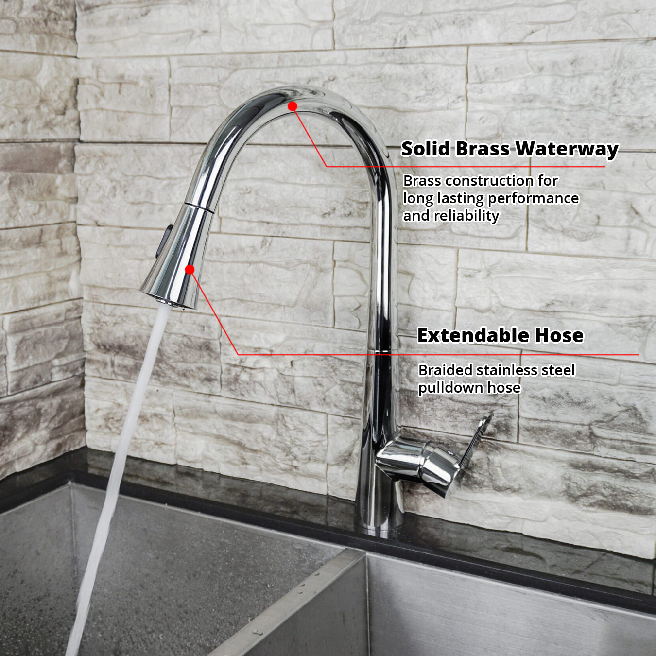 Furio Brass Single-Handle Pull-Down Spray Kitchen Faucet