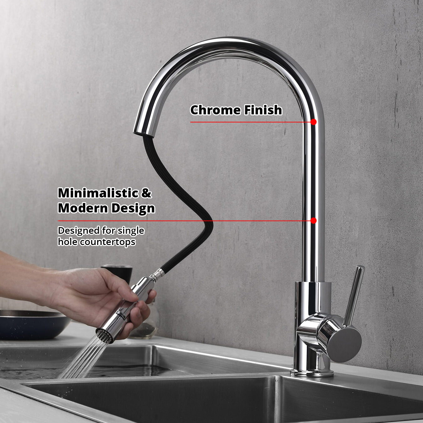 Olivi Brass Single-Handle Pull-Down Spray Kitchen Faucet