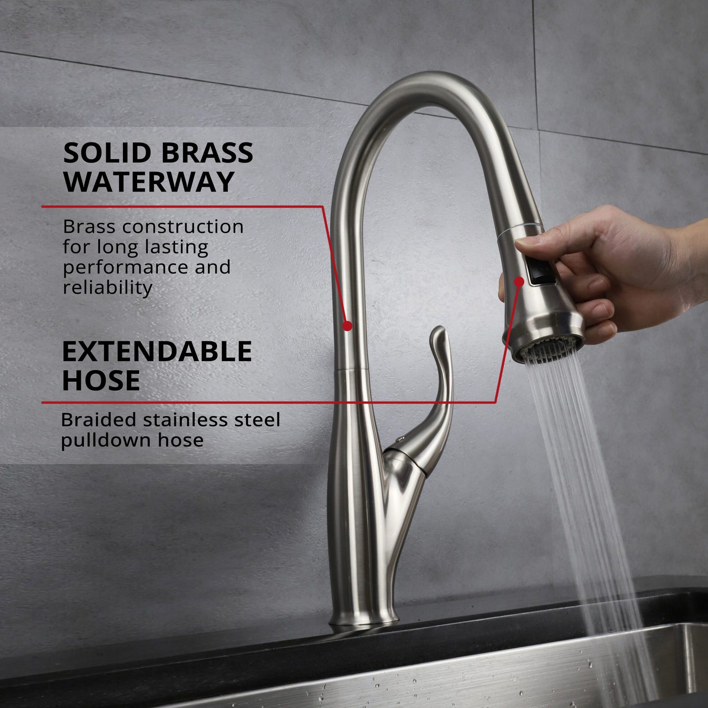 Garbatella Brass Single-Handle Pull-Down Spray Kitchen Faucet