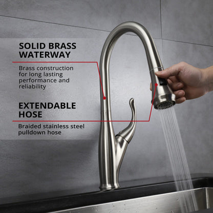 Garbatella Brass Single-Handle Pull-Down Spray Kitchen Faucet