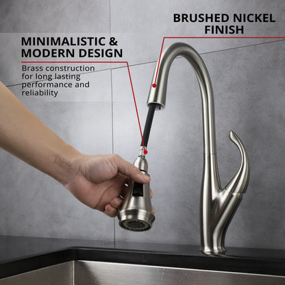 Garbatella Brass Single-Handle Pull-Down Spray Kitchen Faucet