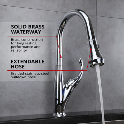 Garbatella Brass Single-Handle Pull-Down Spray Kitchen Faucet