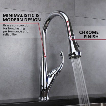 Garbatella Brass Single-Handle Pull-Down Spray Kitchen Faucet