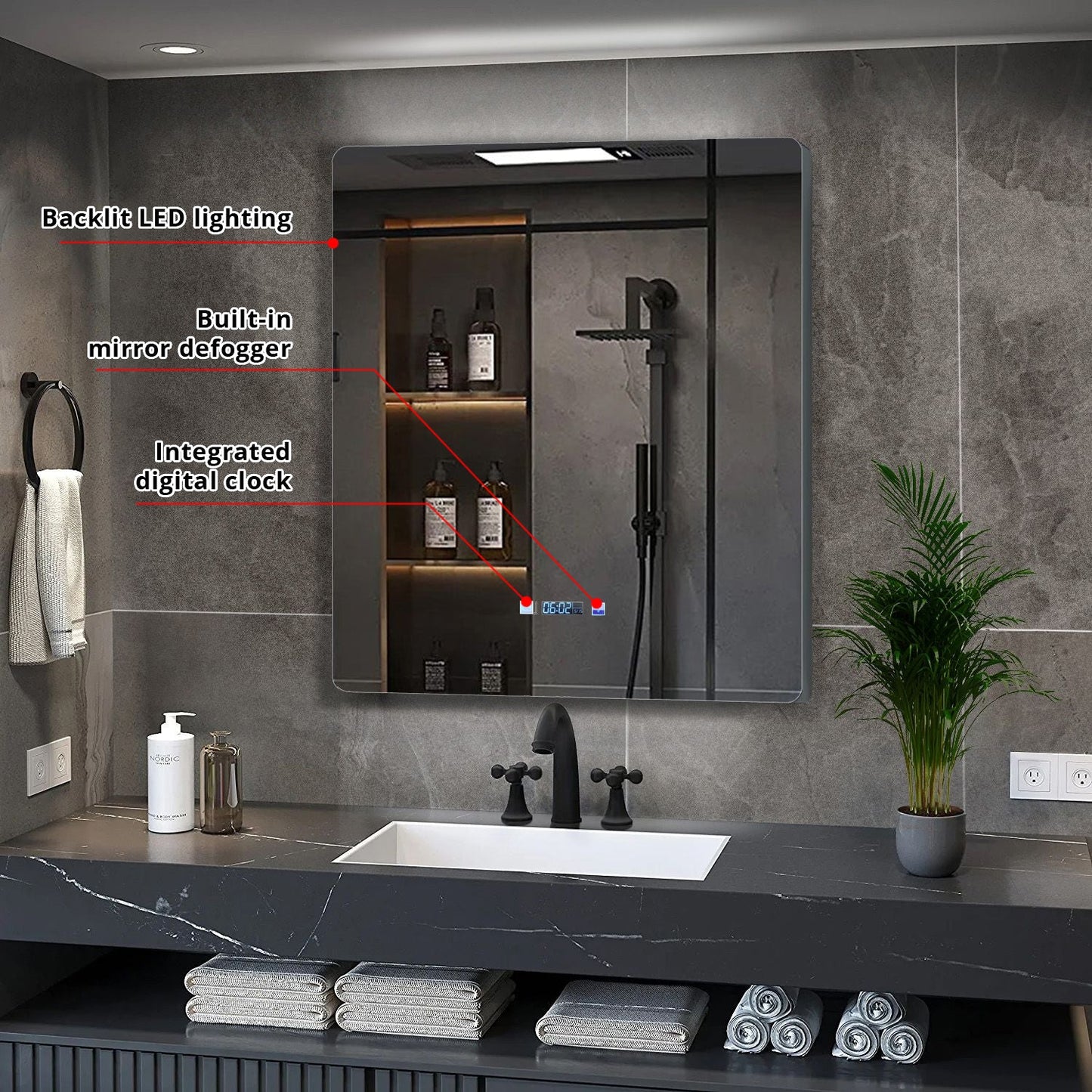 Lugano 30 in. W x 32 in. H LED Bathroom Vanity Mirror