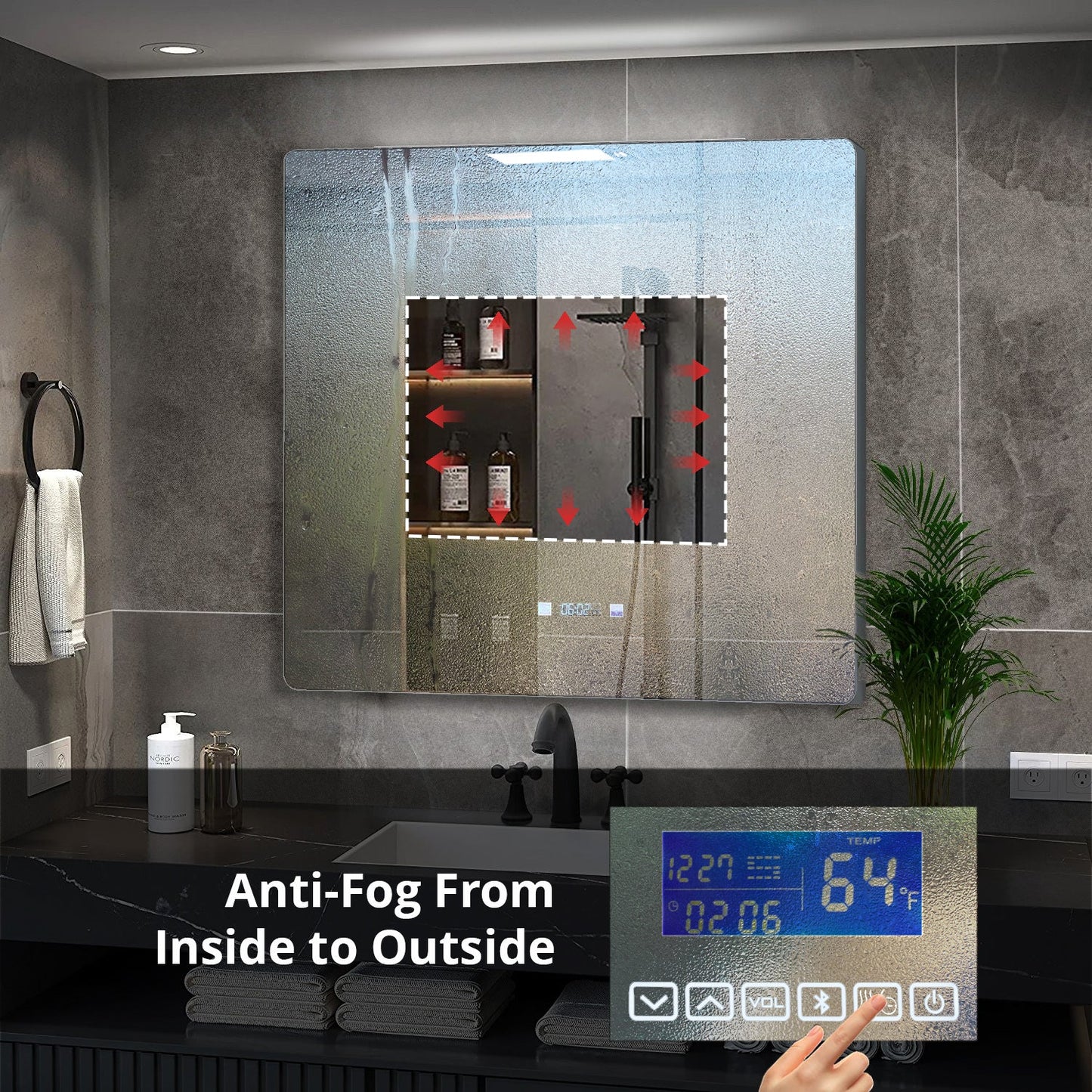 Lugano 36 in. W x 32 in. H LED Bathroom Vanity Mirror