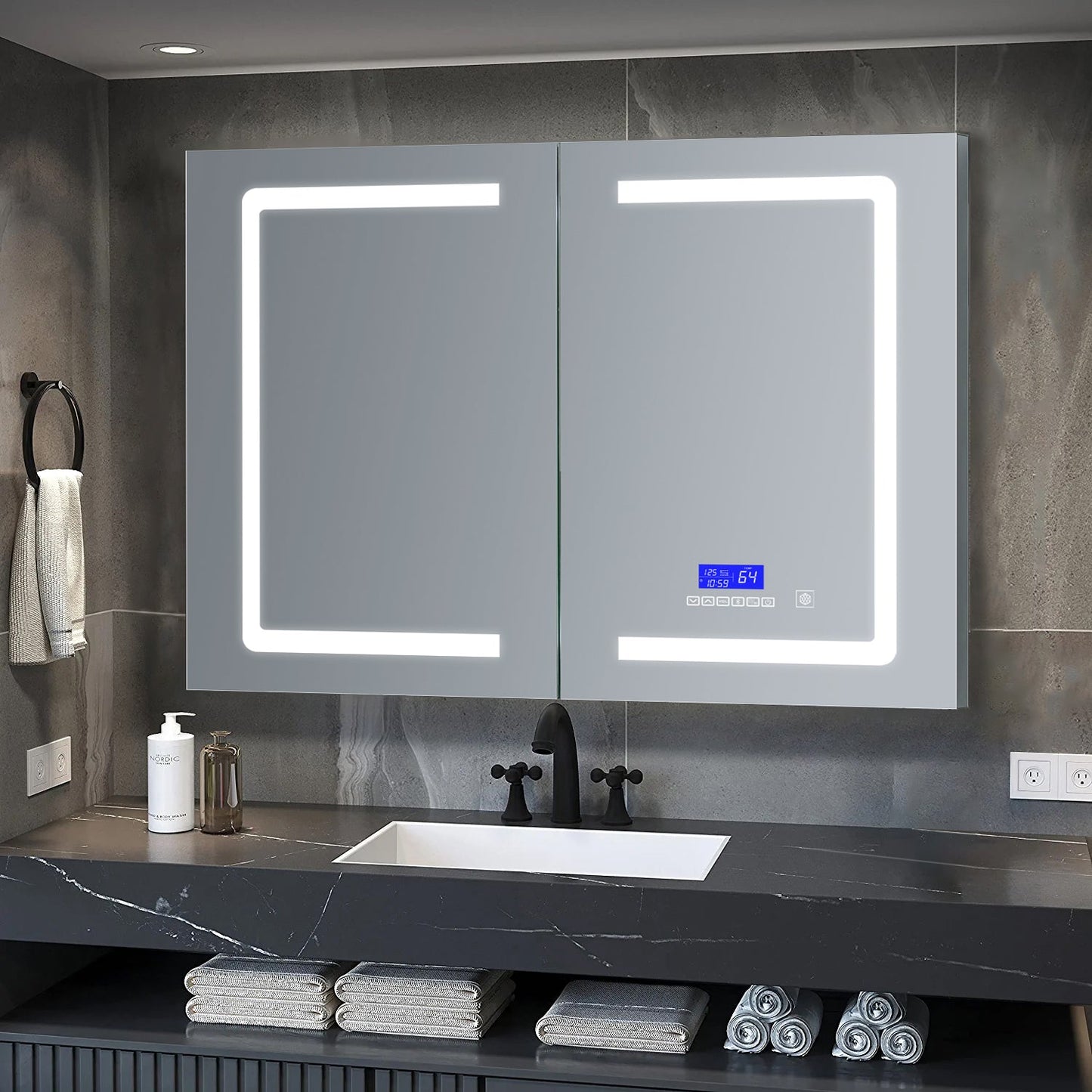 Lesina 40 in. W x 28 in. H Surface-Mount LED Mirror Medicine Cabinet with Defogger