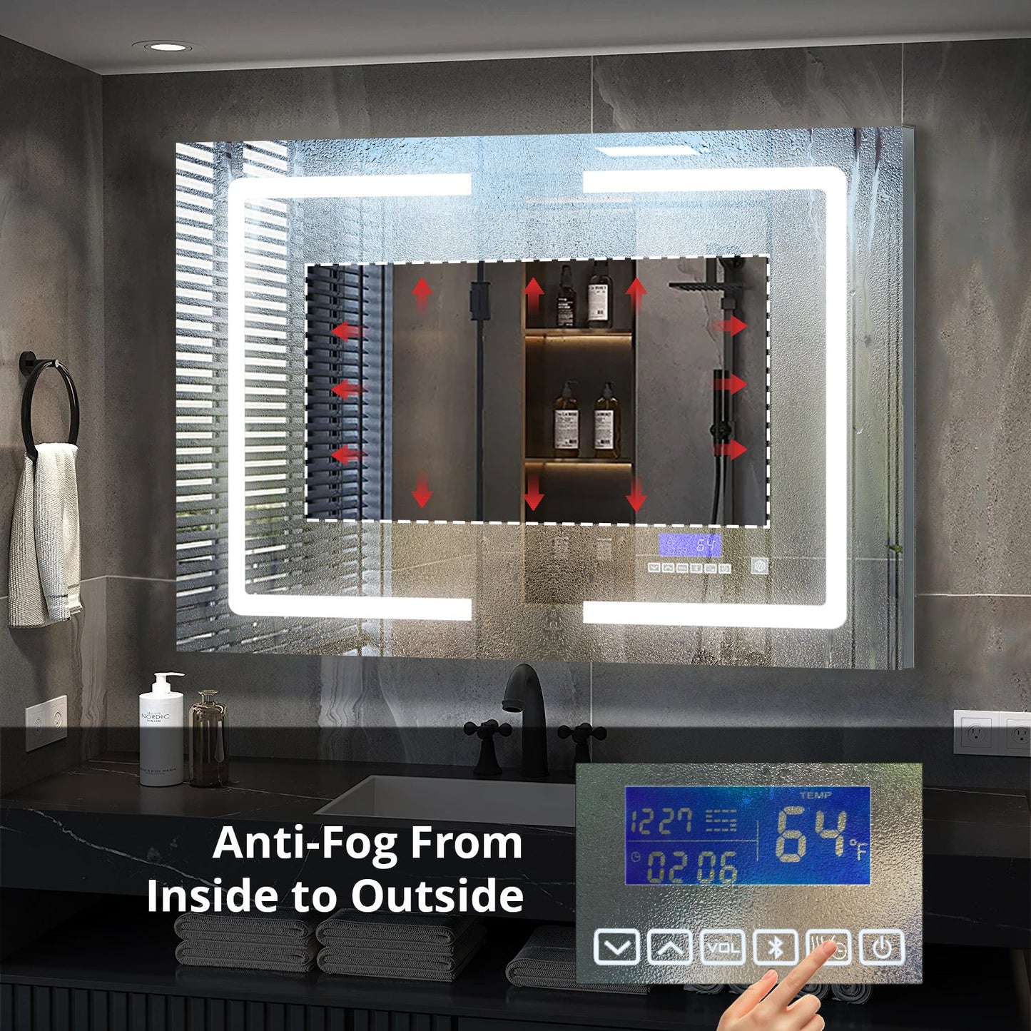 Lesina 40 in. W x 28 in. H Surface-Mount LED Mirror Medicine Cabinet with Defogger
