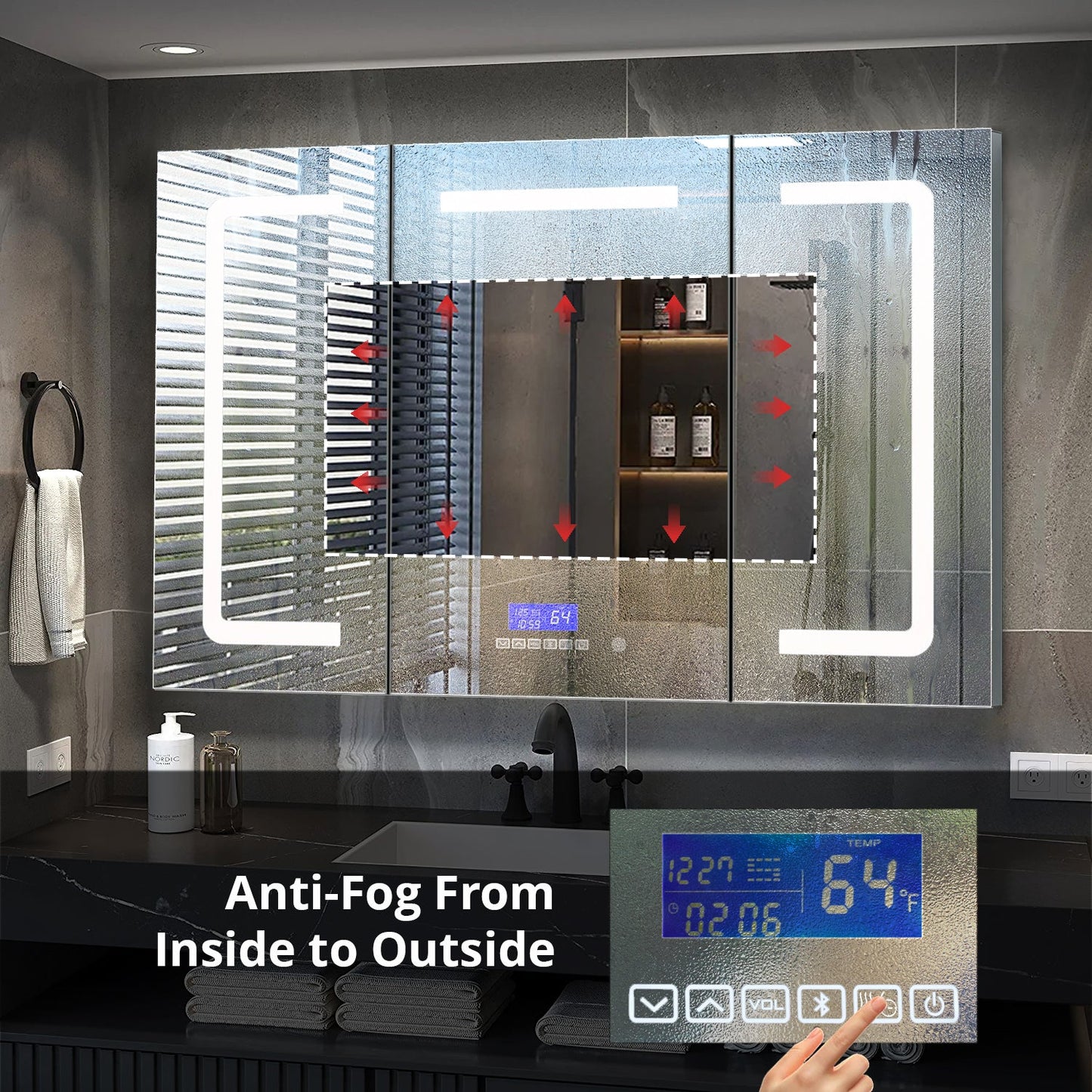 Lesina 48 in. W x 32 in. H Surface-Mount LED Mirror Medicine Cabinet with Defogger