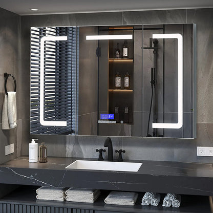 Lesina 48 in. W x 36 in. H Surface-Mount LED Mirror Medicine Cabinet with Defogger