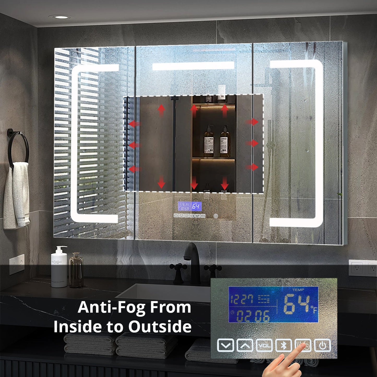 Lesina 48 in. W x 36 in. H Surface-Mount LED Mirror Medicine Cabinet with Defogger