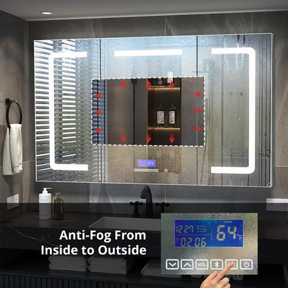 Lesina 60 in. W x 32 in. H Surface-Mount LED Mirror Medicine Cabinet with Defogger
