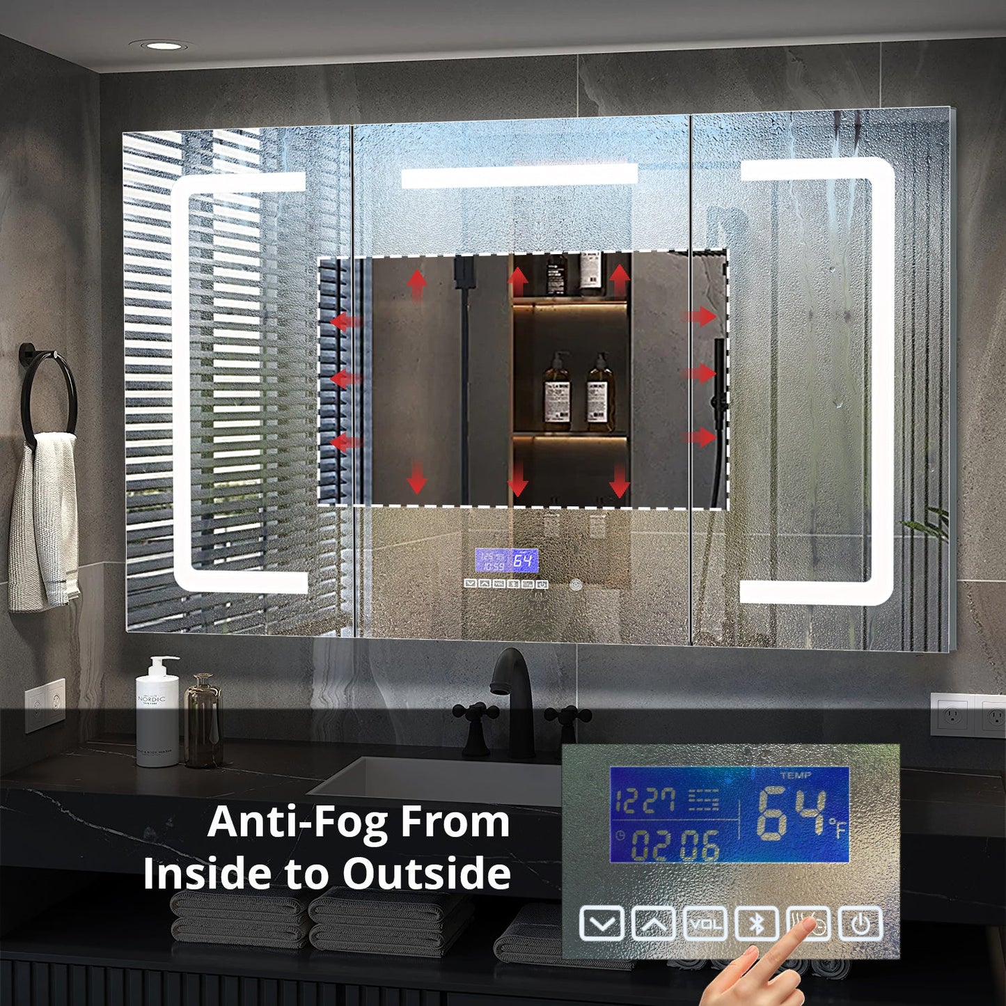 Lesina 60 in. W x 36 in. H Surface-Mount LED Mirror Medicine Cabinet with Defogger