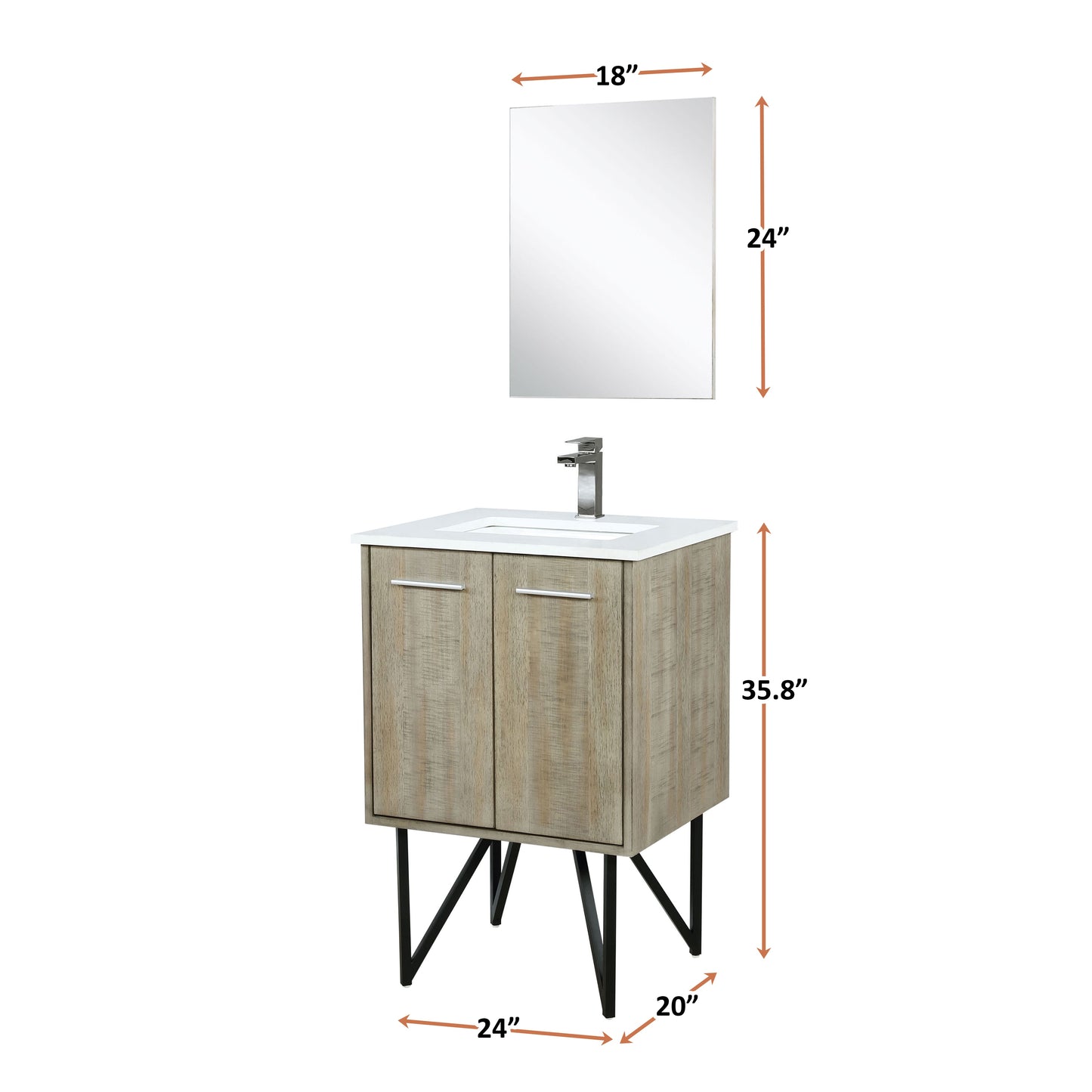 Lancy 24 in W x 20 in D Rustic Acacia Bath Vanity