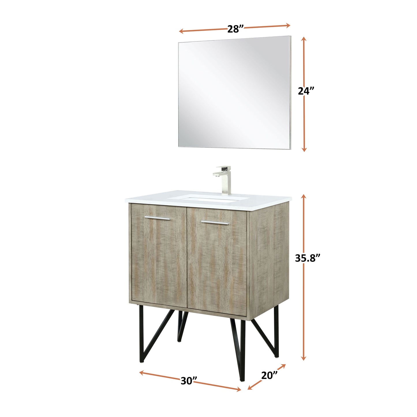 Lancy 30 in W x 20 in D Rustic Acacia Bath Vanity