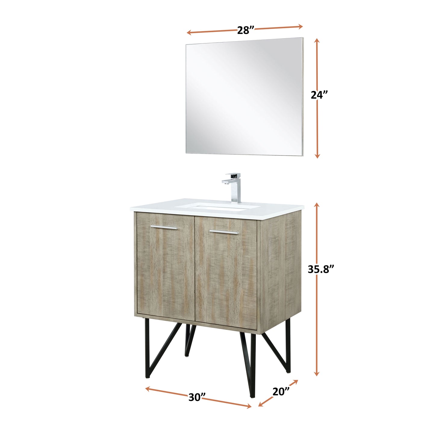Lancy 30 in W x 20 in D Rustic Acacia Bath Vanity