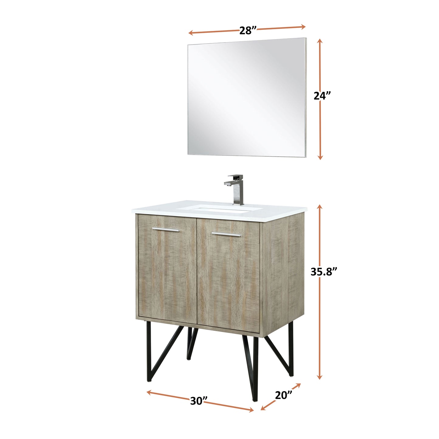 Lancy 30 in W x 20 in D Rustic Acacia Bath Vanity