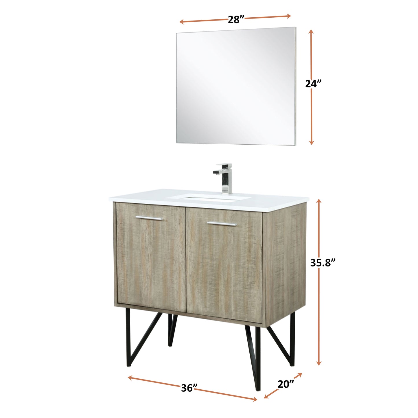 Lancy 36 in W x 20 in D Rustic Acacia Bath Vanity