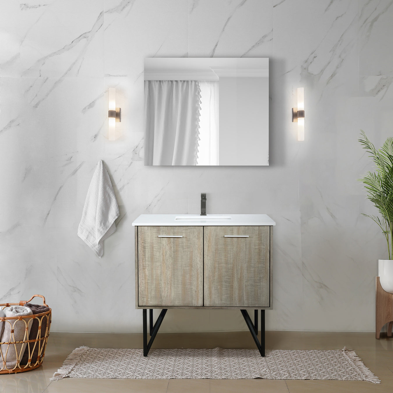 Lancy 36 in W x 20 in D Rustic Acacia Bath Vanity