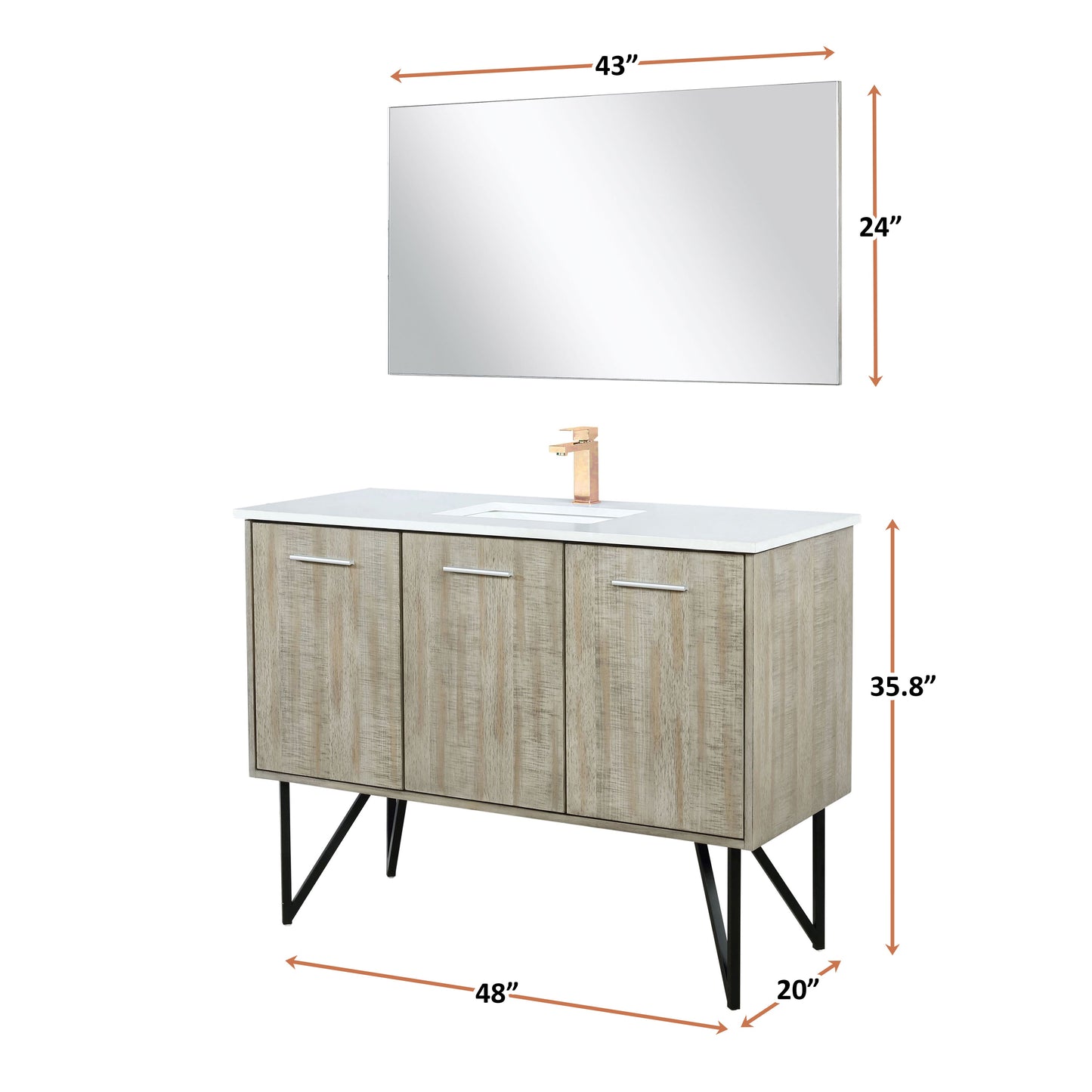 Lancy 48 in W x 20 in D Rustic Acacia Bath Vanity