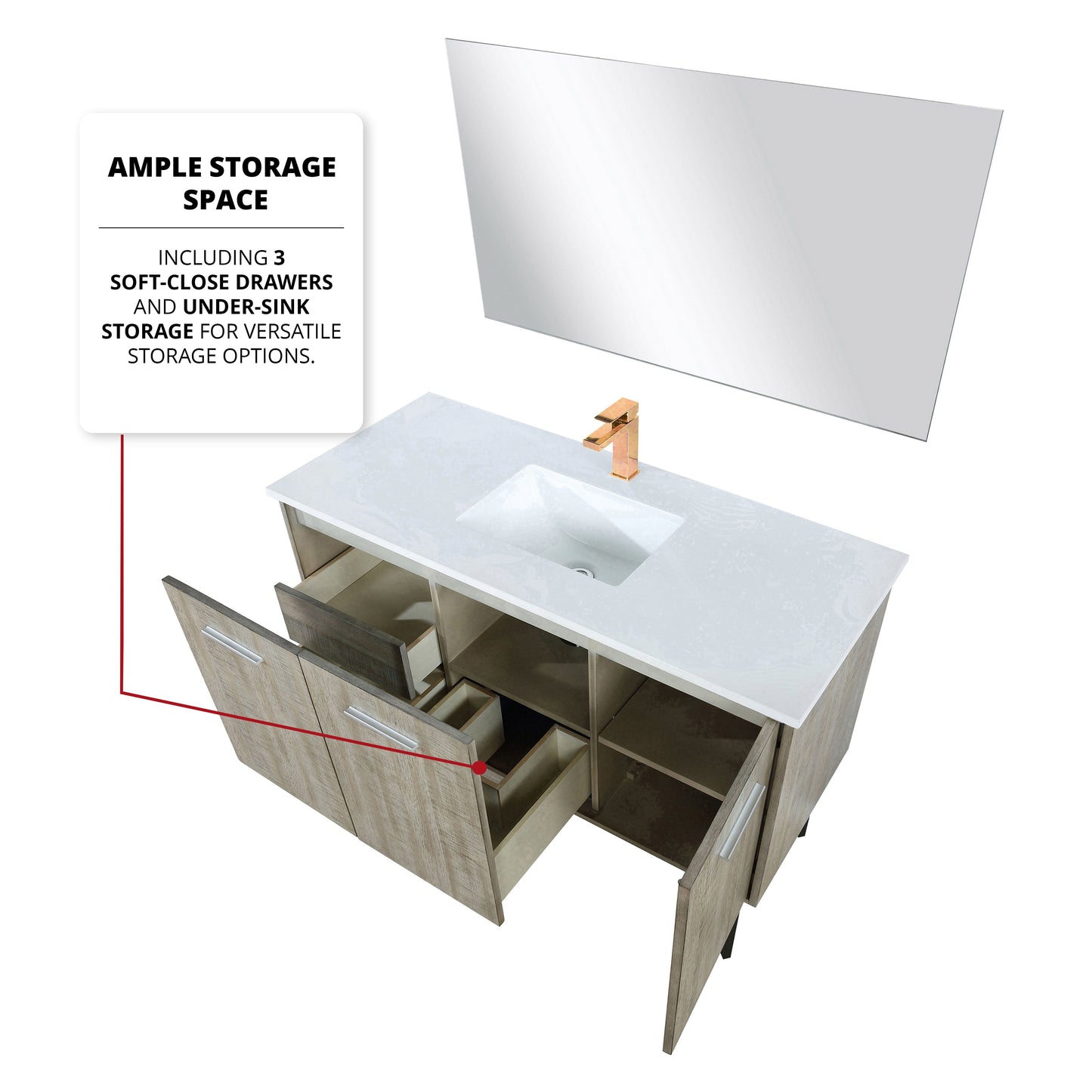 Lancy 48 in W x 20 in D Rustic Acacia Bath Vanity