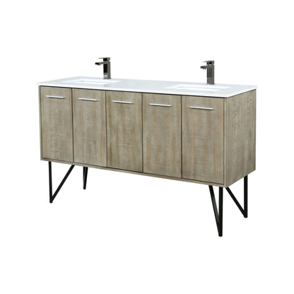 Lancy 60 in W x 20 in D Rustic Acacia Double Bath Vanity