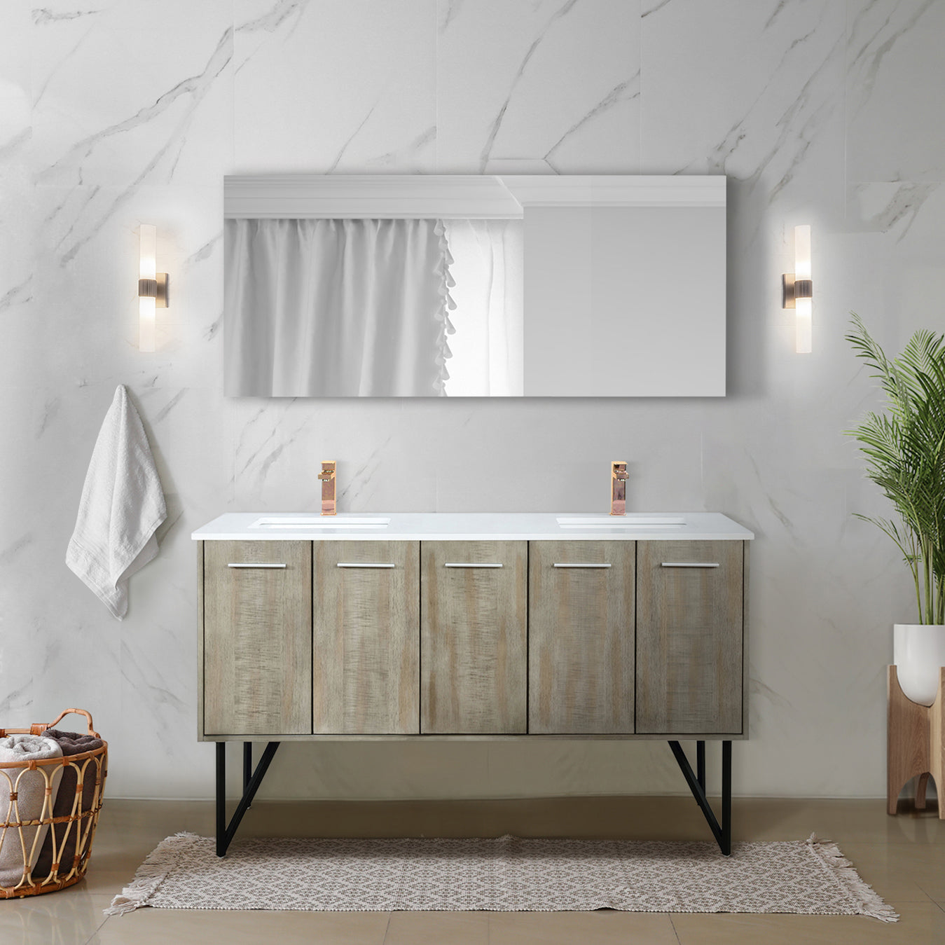Lancy 60 in W x 20 in D Rustic Acacia Double Bath Vanity