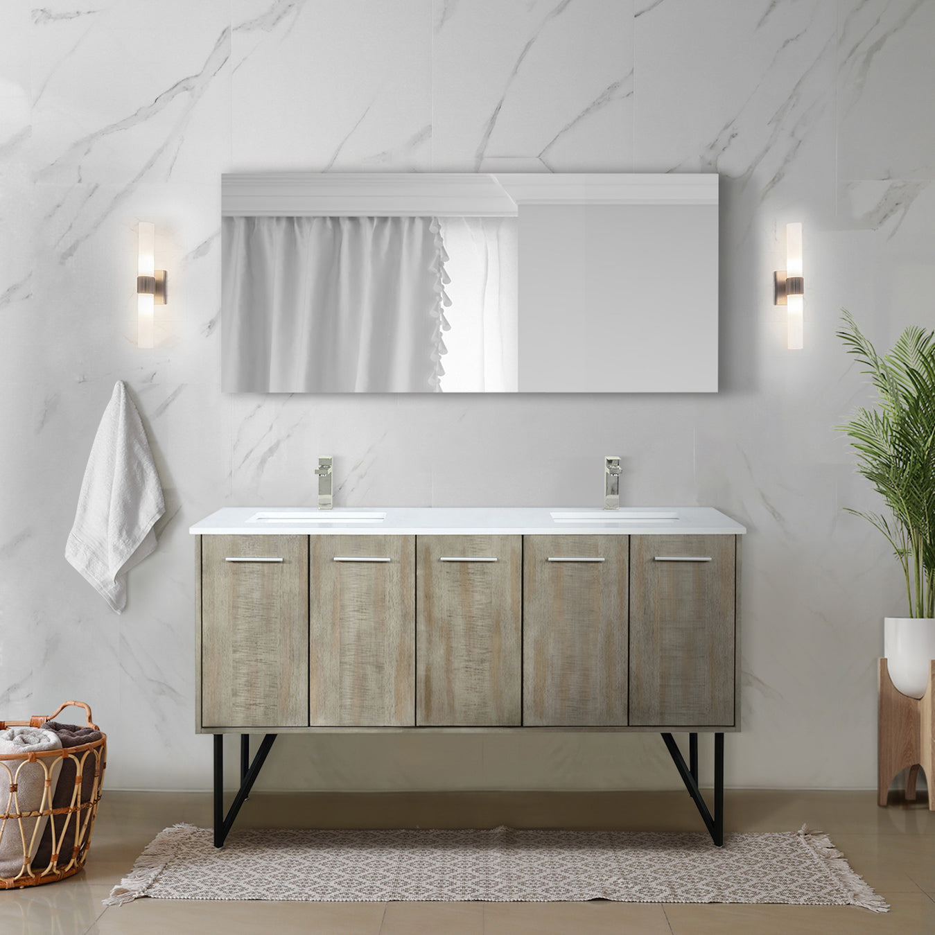 Lancy 60 in W x 20 in D Rustic Acacia Double Bath Vanity