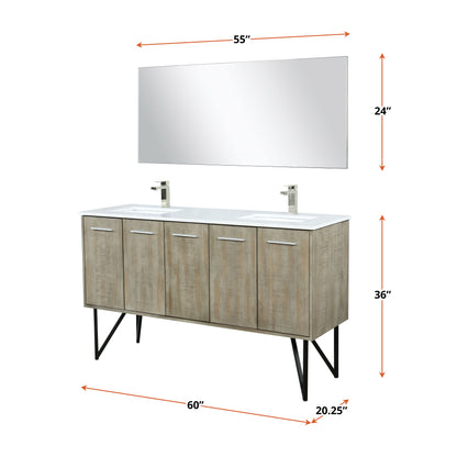 Lancy 60 in W x 20 in D Rustic Acacia Double Bath Vanity