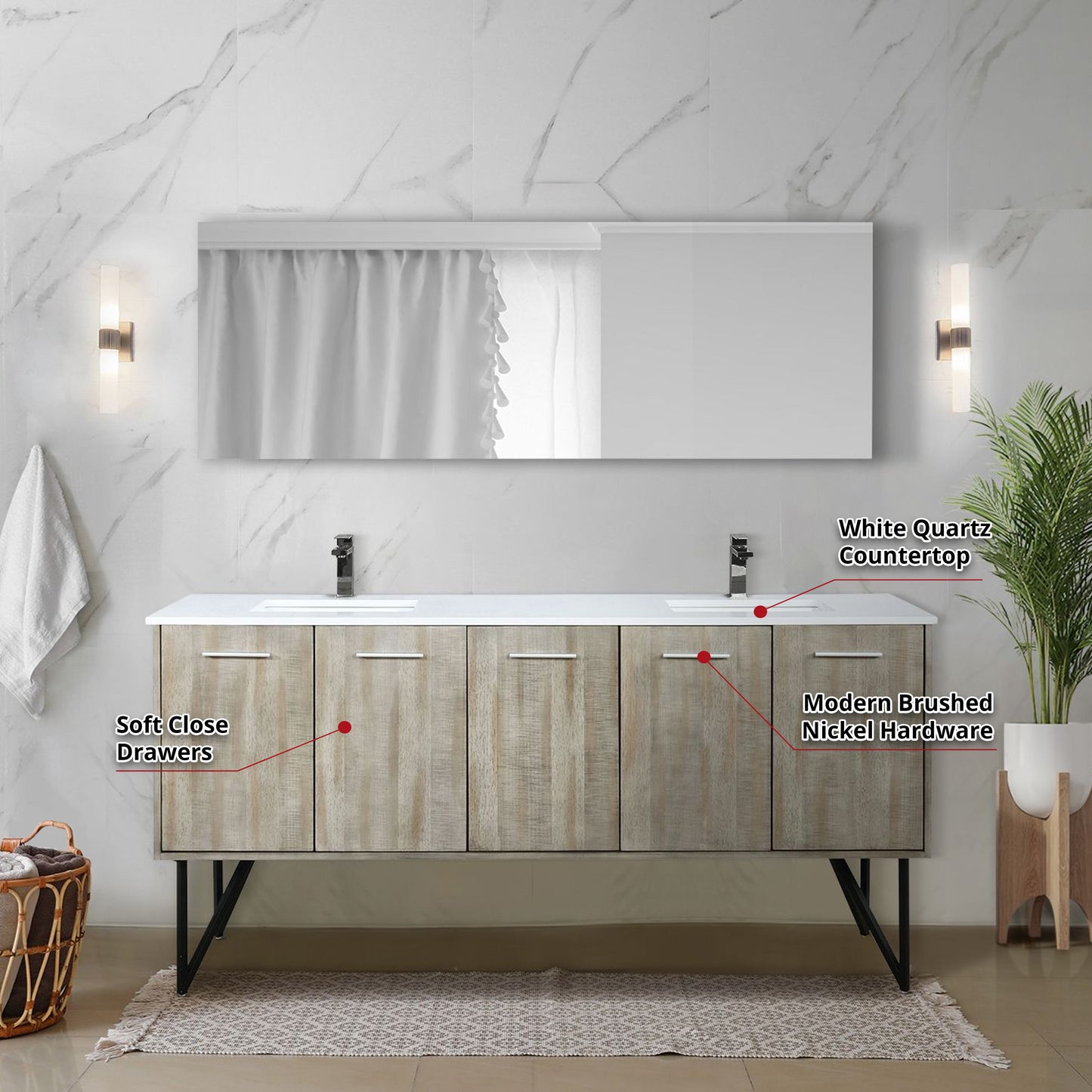 Lancy 72 in W x 20 in D Rustic Acacia Double Bath Vanity