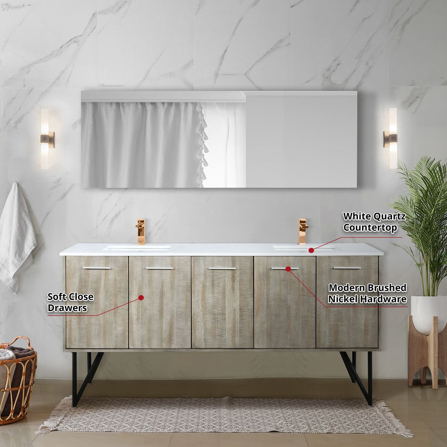 Lancy 72 in W x 20 in D Rustic Acacia Double Bath Vanity