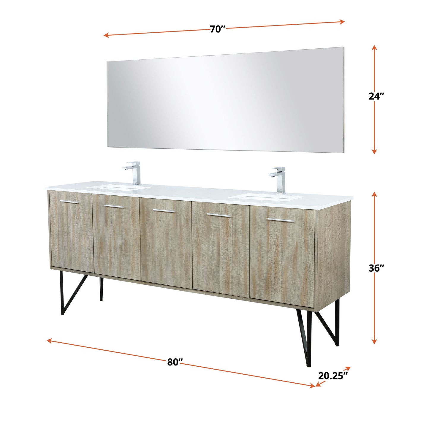 Lancy 80 in W x 20 in D Rustic Acacia Double Bath Vanity