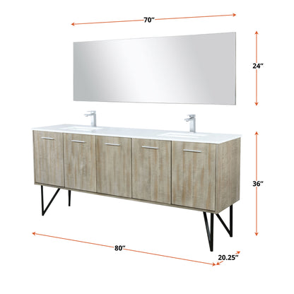 Lancy 80 in W x 20 in D Rustic Acacia Double Bath Vanity
