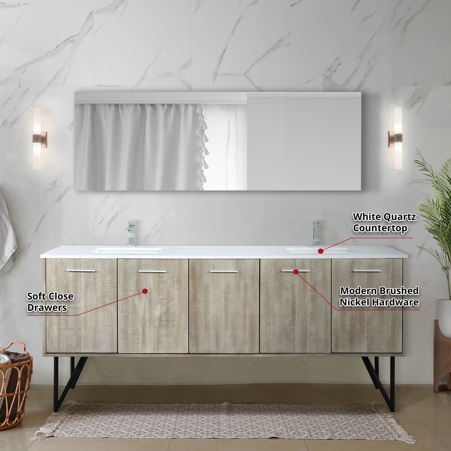 Lancy 80 in W x 20 in D Rustic Acacia Double Bath Vanity