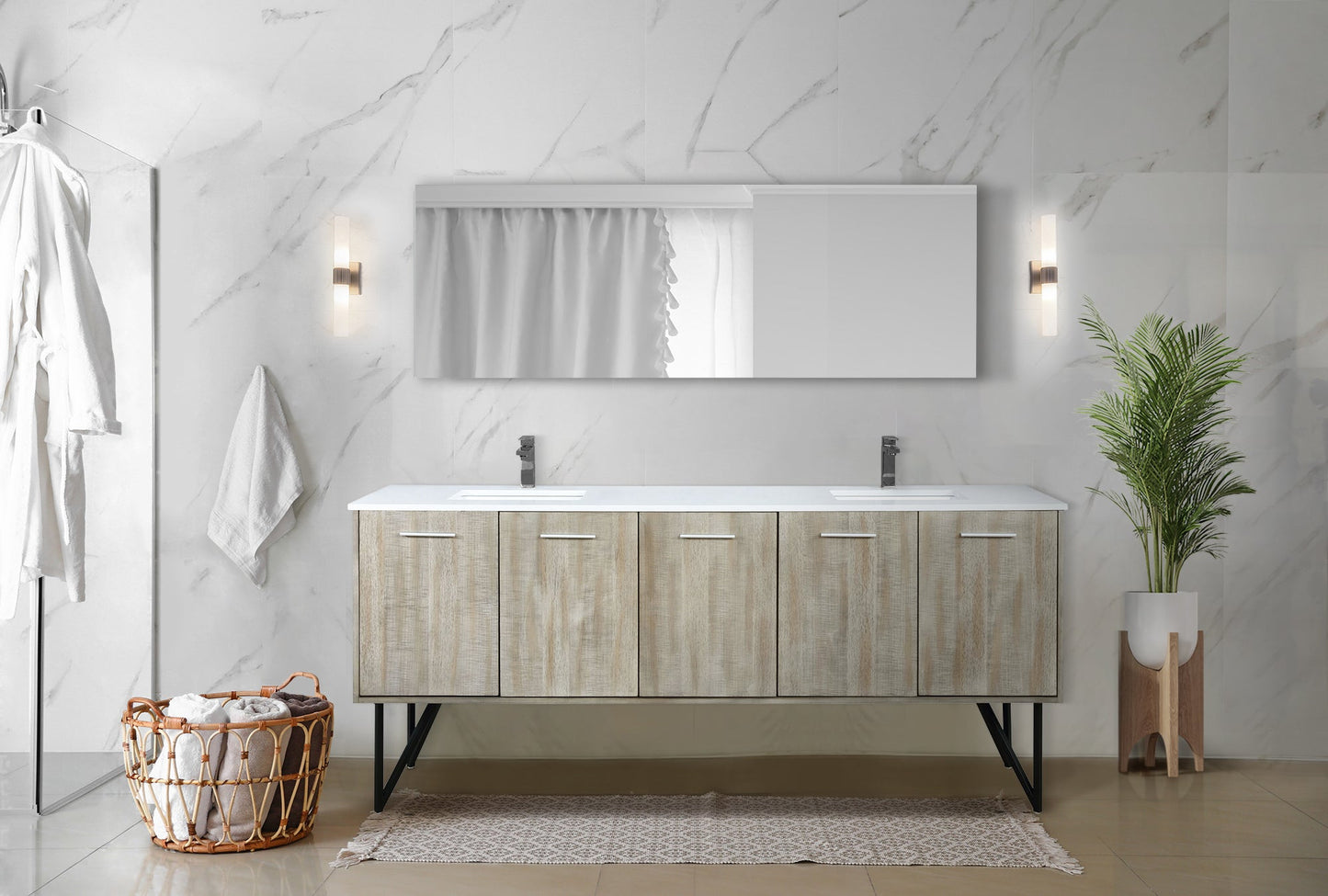 Lancy 80 in W x 20 in D Rustic Acacia Double Bath Vanity