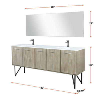 Lancy 80 in W x 20 in D Rustic Acacia Double Bath Vanity