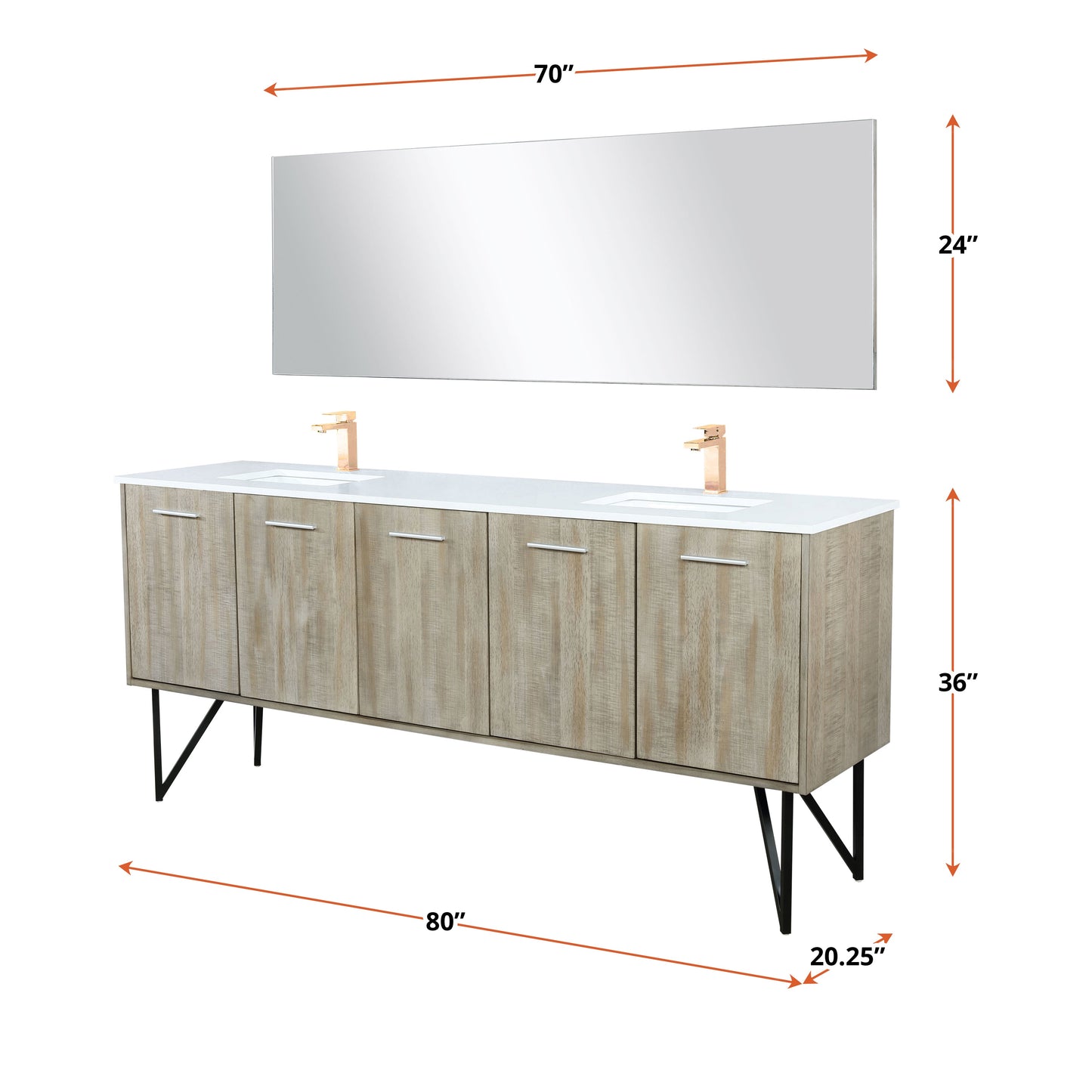 Lancy 80 in W x 20 in D Rustic Acacia Double Bath Vanity