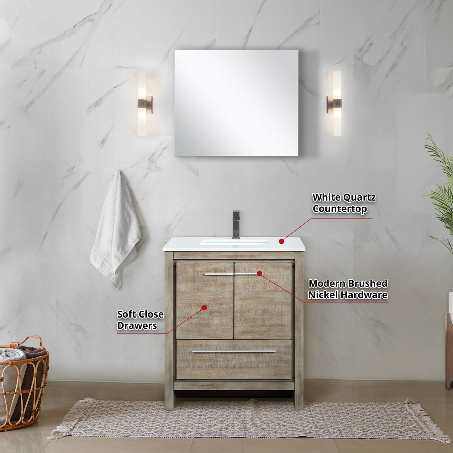 Lafarre 30 in W x 20 in D Rustic Acacia Bath Vanity