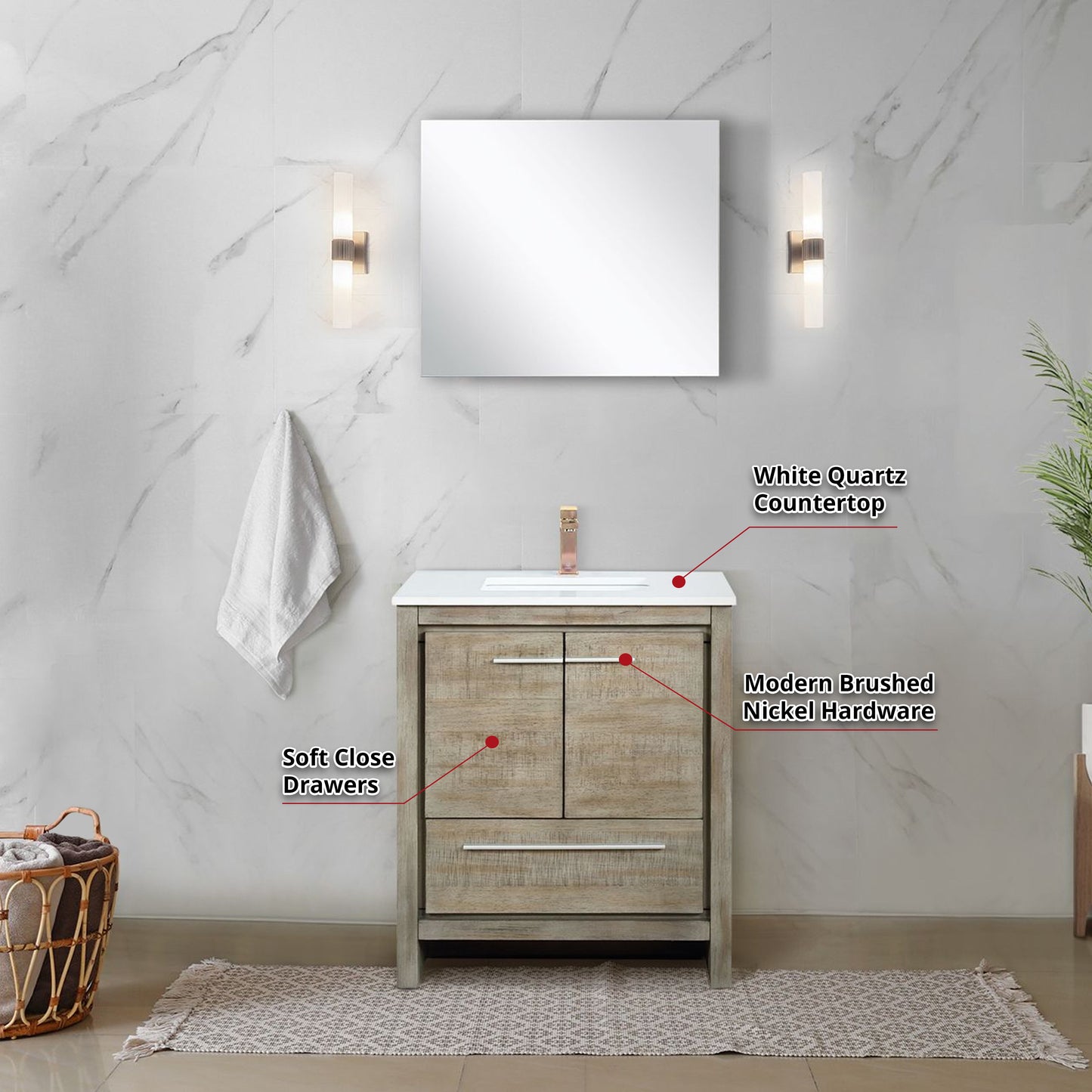 Lafarre 30 in W x 20 in D Rustic Acacia Bath Vanity