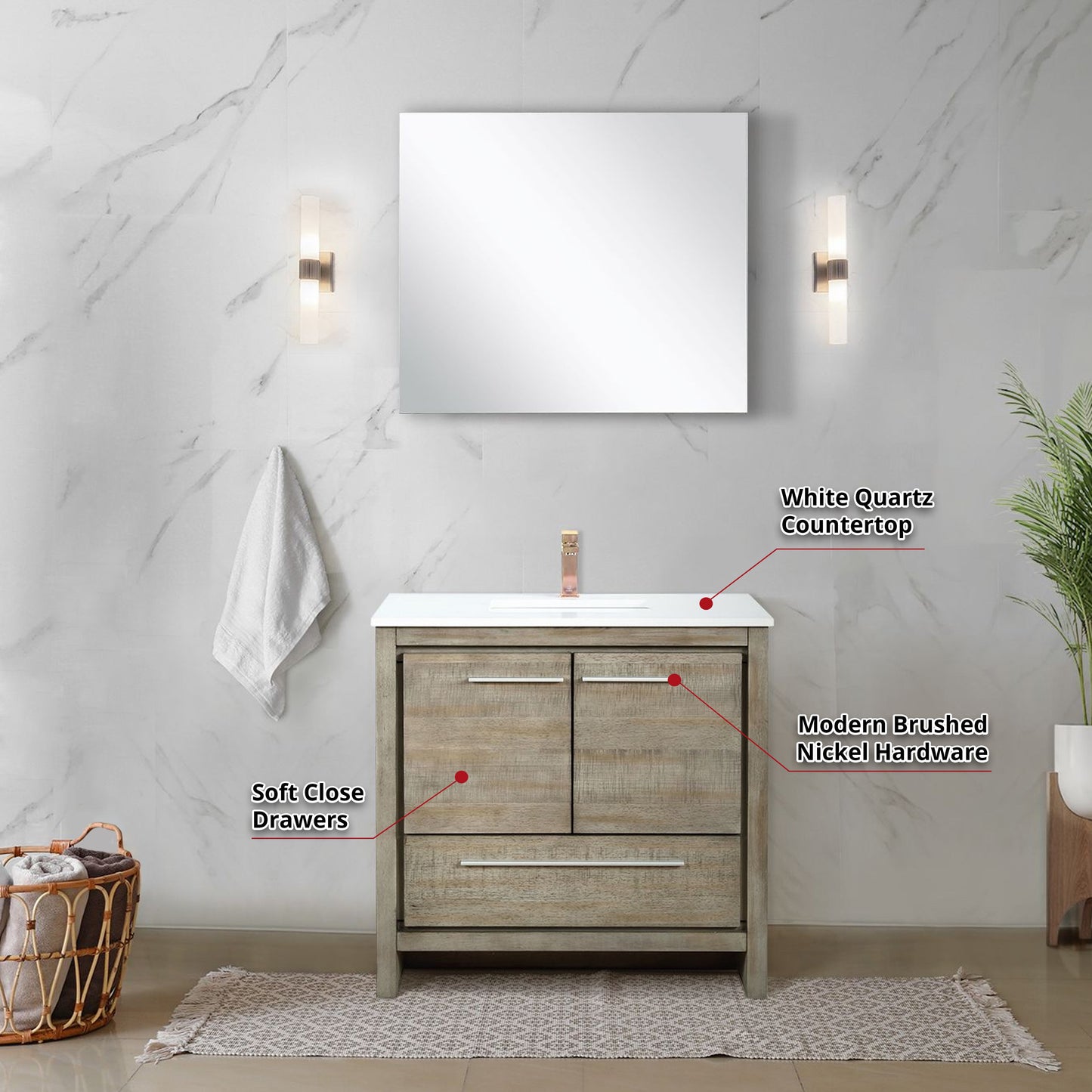 Lafarre 36 in W x 20 in D Rustic Acacia Bath Vanity