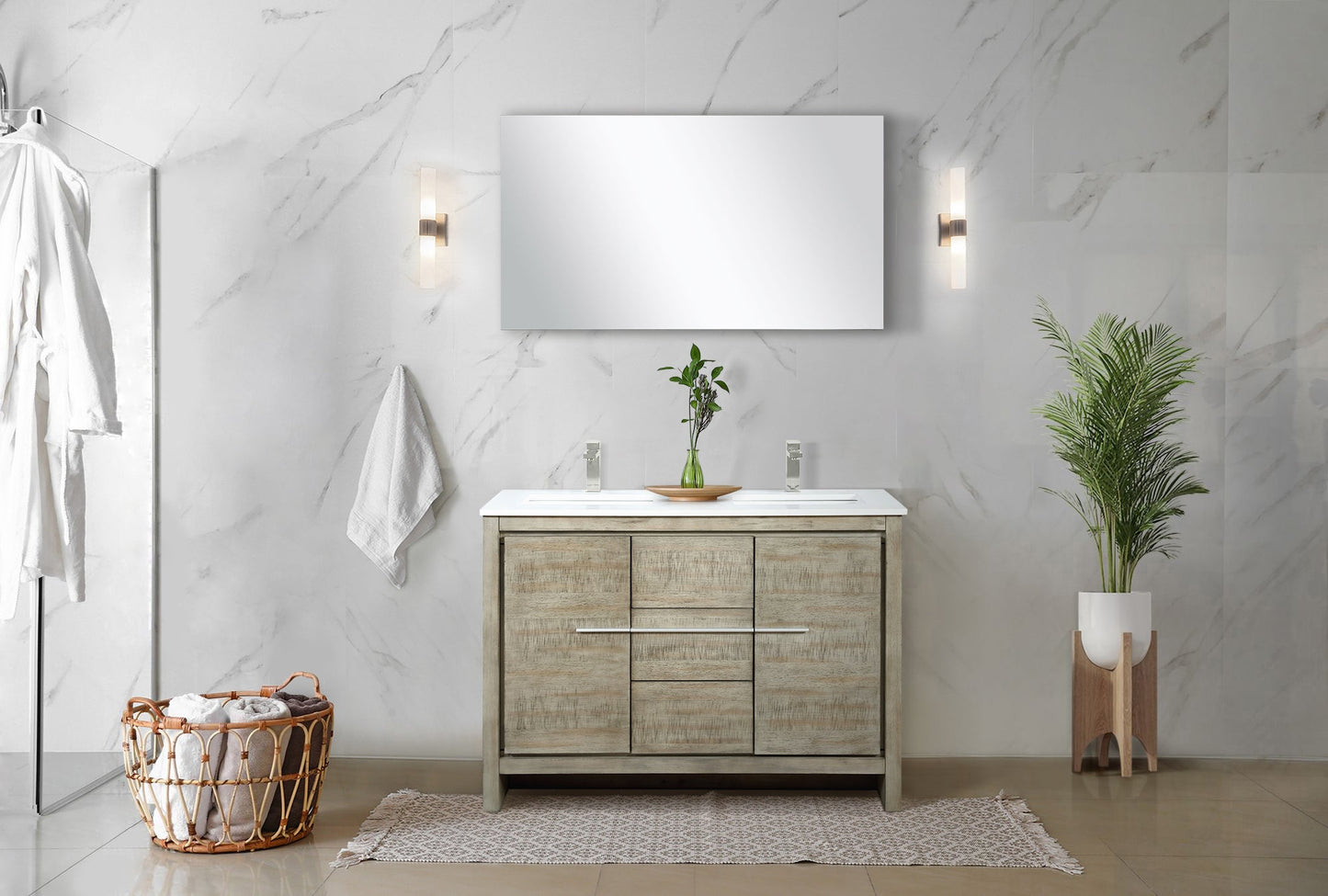 Lafarre 48 in W x 20 in D Rustic Acacia Double Bath Vanity